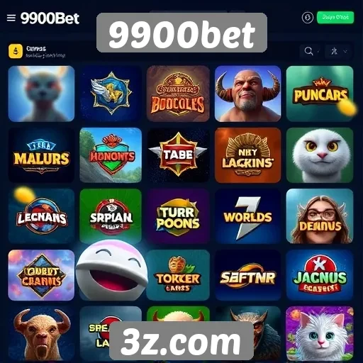 Variedade de jogos disponíveis na plataforma 9900bet